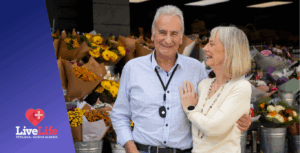 couple with a man with dementia using livelife alarms falls alarm pendant